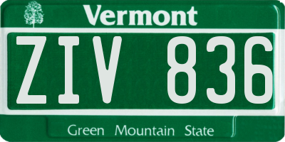 VT license plate ZIV836