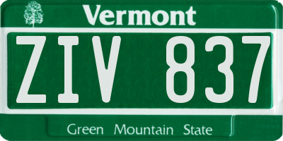VT license plate ZIV837