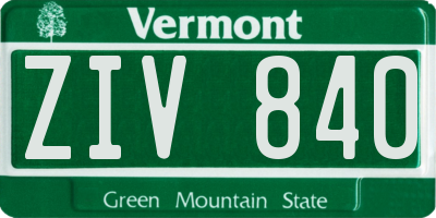 VT license plate ZIV840