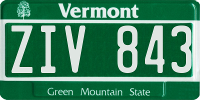 VT license plate ZIV843