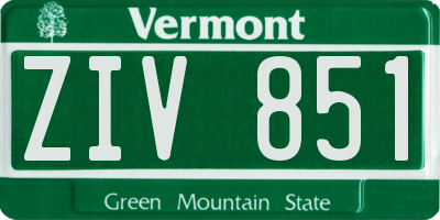 VT license plate ZIV851
