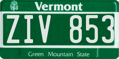 VT license plate ZIV853