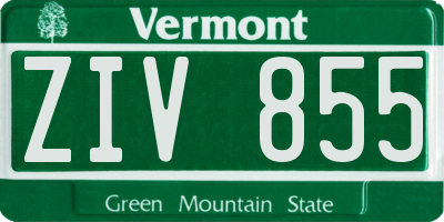 VT license plate ZIV855