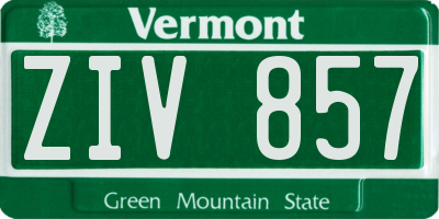 VT license plate ZIV857