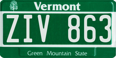 VT license plate ZIV863