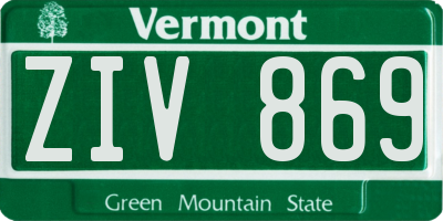 VT license plate ZIV869