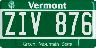 VT license plate ZIV876