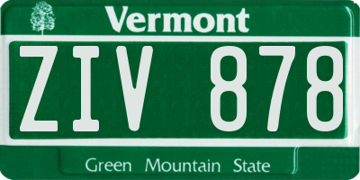 VT license plate ZIV878