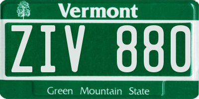 VT license plate ZIV880