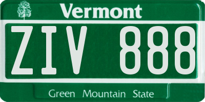 VT license plate ZIV888
