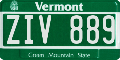 VT license plate ZIV889