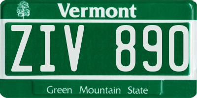 VT license plate ZIV890