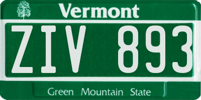 VT license plate ZIV893