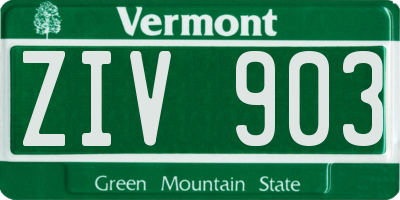 VT license plate ZIV903