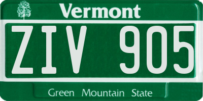 VT license plate ZIV905
