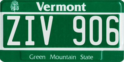 VT license plate ZIV906