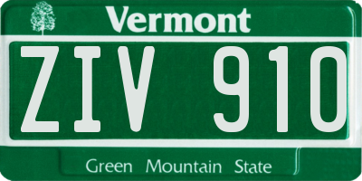 VT license plate ZIV910
