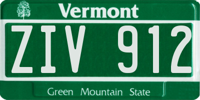 VT license plate ZIV912