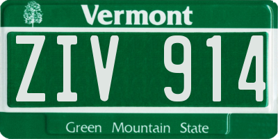 VT license plate ZIV914