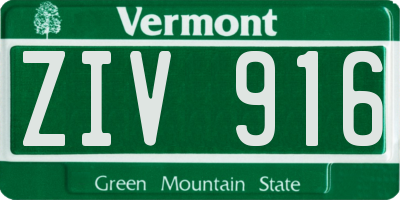 VT license plate ZIV916