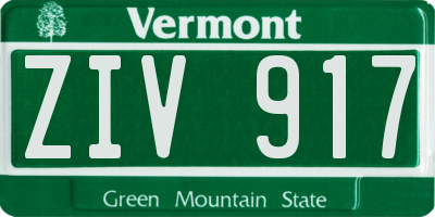 VT license plate ZIV917
