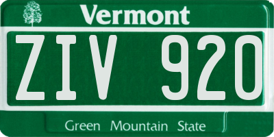 VT license plate ZIV920