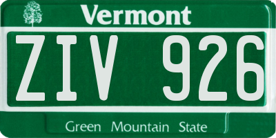 VT license plate ZIV926