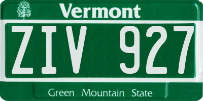 VT license plate ZIV927