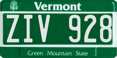 VT license plate ZIV928