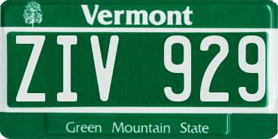 VT license plate ZIV929