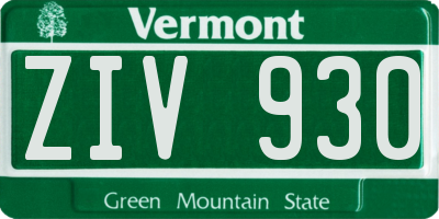VT license plate ZIV930