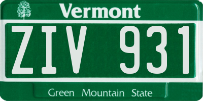 VT license plate ZIV931