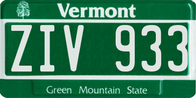 VT license plate ZIV933