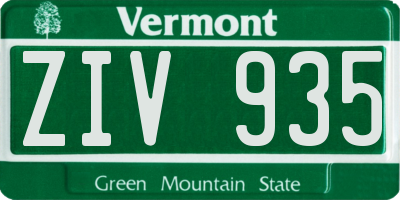 VT license plate ZIV935