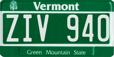 VT license plate ZIV940