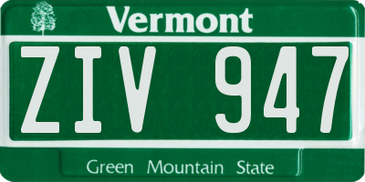 VT license plate ZIV947