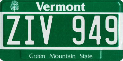 VT license plate ZIV949