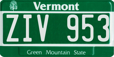 VT license plate ZIV953