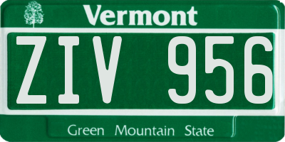 VT license plate ZIV956