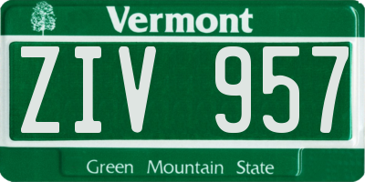VT license plate ZIV957
