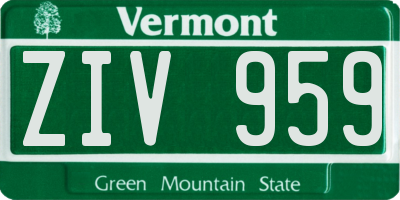 VT license plate ZIV959