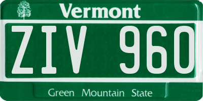 VT license plate ZIV960