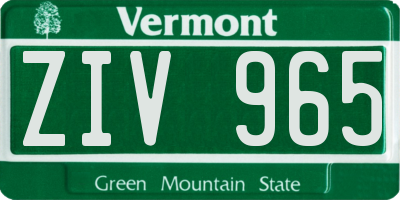 VT license plate ZIV965