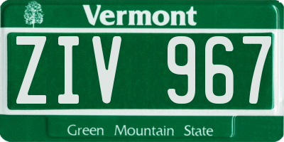 VT license plate ZIV967