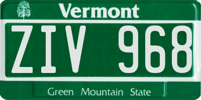 VT license plate ZIV968