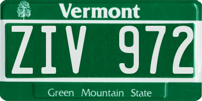 VT license plate ZIV972
