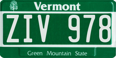 VT license plate ZIV978