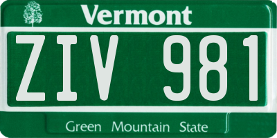 VT license plate ZIV981