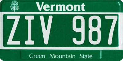 VT license plate ZIV987