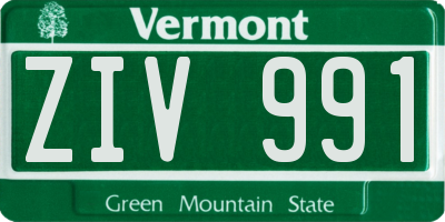VT license plate ZIV991
